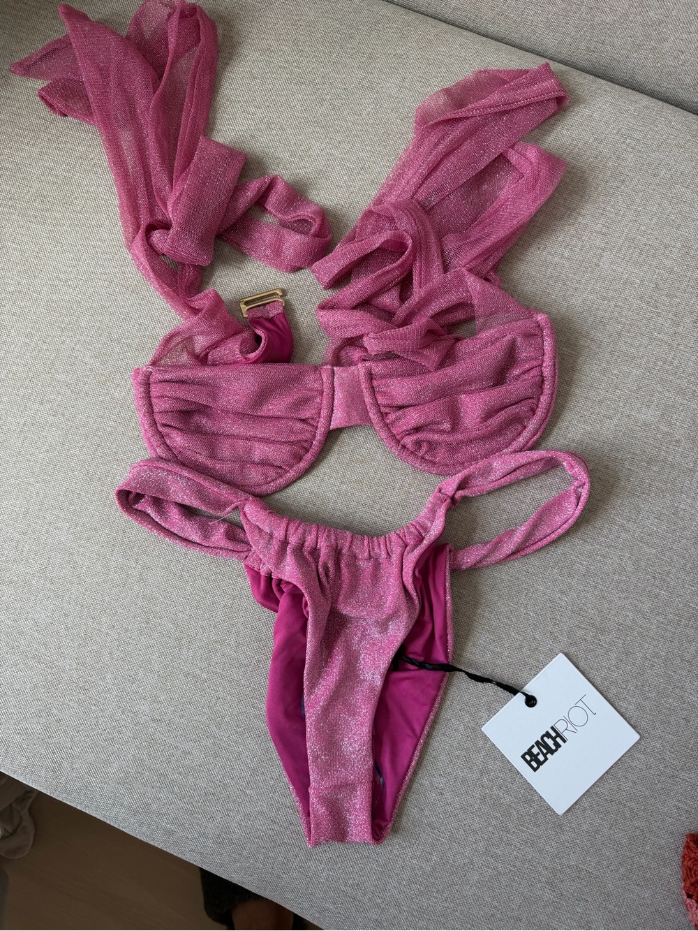 Beach Riot Metallic Pink Bikini Set – New With Tags